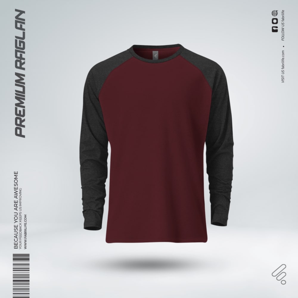 Premium Full Sleeve Raglan T-Shirt - Redwine