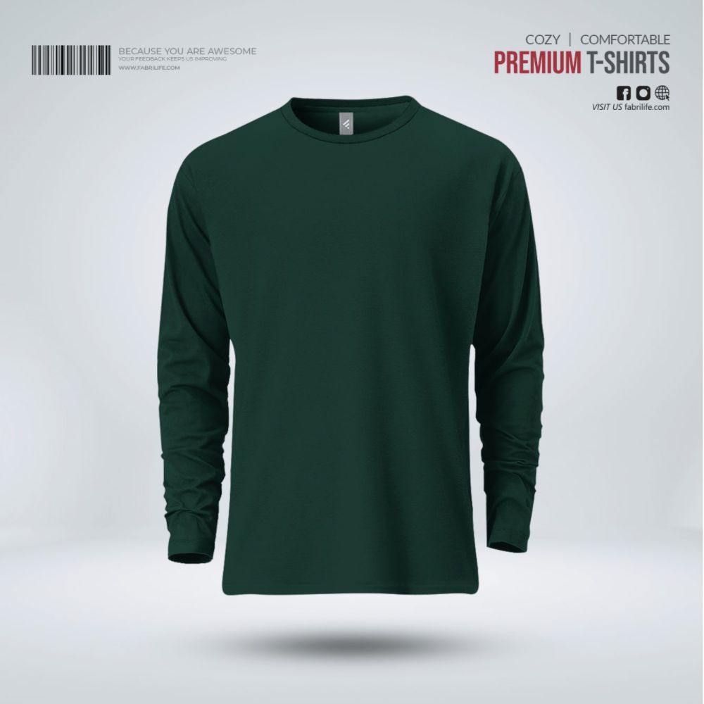 Mens Premium Blank Full Sleeve T-Shirt - Green